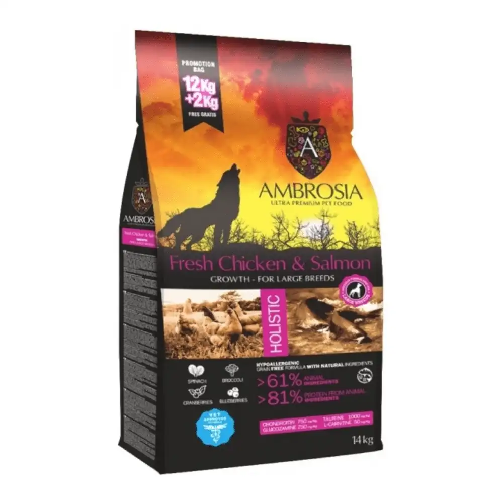 אמברוסיה AMBROSIA גורים גזע גדול עוף וסלמון אמברוסיה AMBROSIA גורים גזע גדול עוף וסלמון