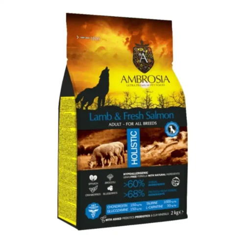 מזון כלבים AMBROSIA כבש וסלמון ללא דגנים