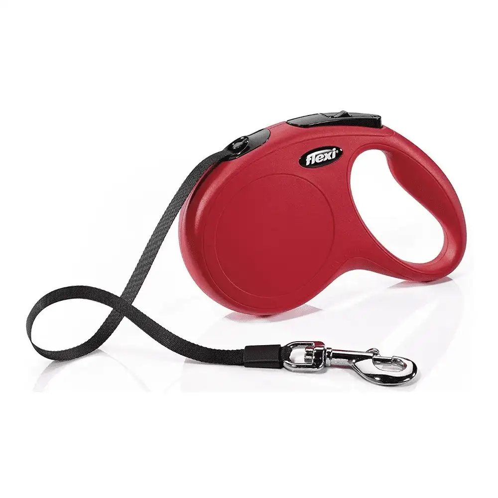 רצועת מתארכת לכלב פלקסי flexi פאן פס אדום אורך : 5 מטר