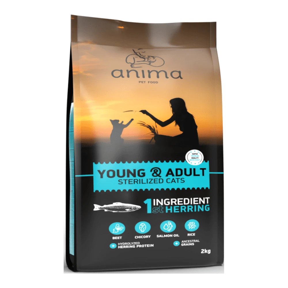 מזון חתולים אנימה ANIMA דג הרינג ואורז לחתולים מסורסים מזון חתולים אנימה ANIMA דג הרינג ואורז לחתולים מסורסים
