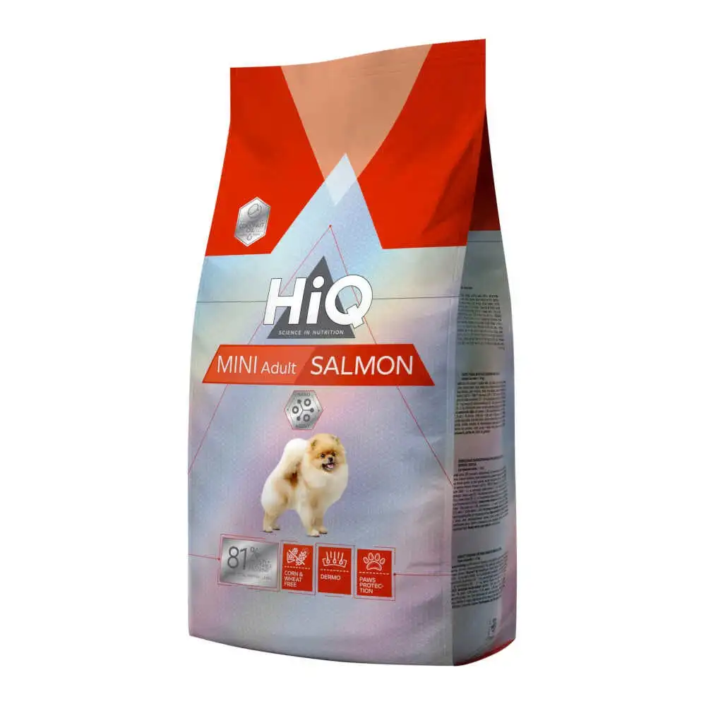 HiQ מזון לכלבים בוגרים מגזע קטן סלמון ואורז HiQ מזון לכלבים בוגרים מגזע קטן סלמון ואורז