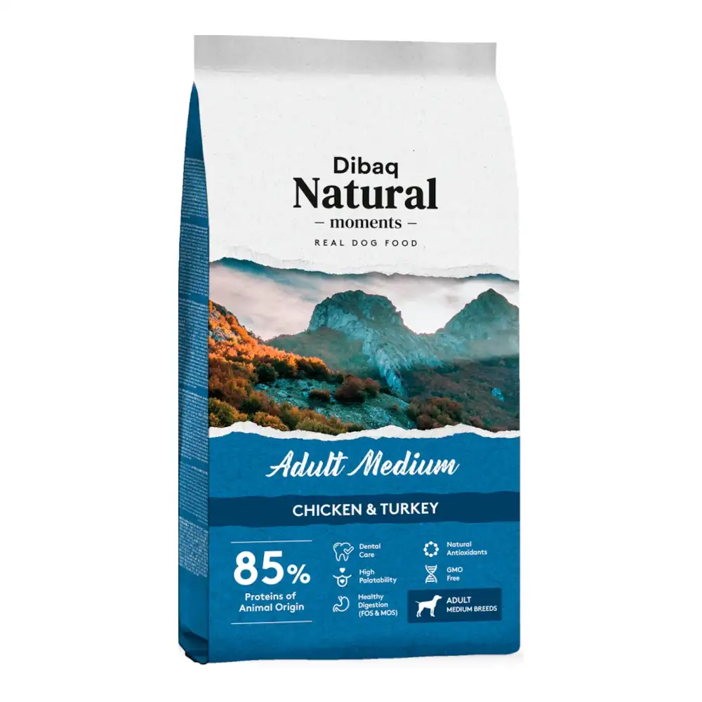 מזון כלבים דיבאק Dibaq בוגר גזע בינוני עוף והודו