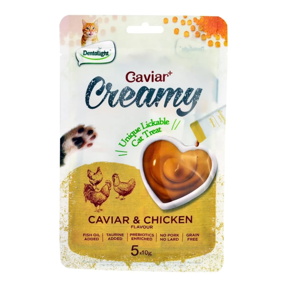 חטיף קרם לחתולים  Dentalight קוויאר ועוף
