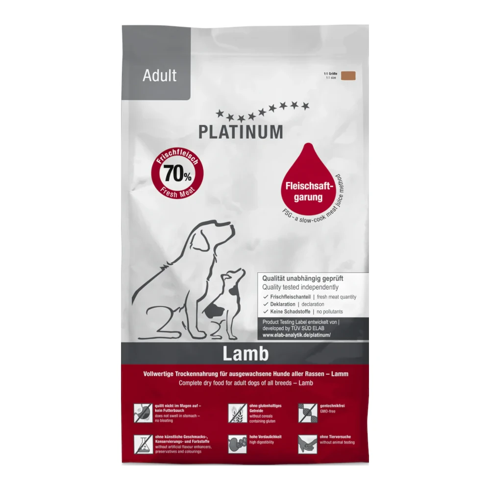 מזון לכלבים פלטינום PLATINUM בוגר כבש ואורז מזון לכלבים פלטינום PLATINUM בוגר כבש ואורז