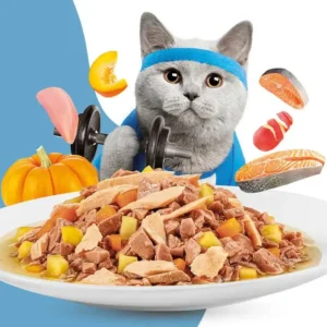 מעדן לייט לחתולים מוצ‘י – MOOCHIE עוף וסלמון