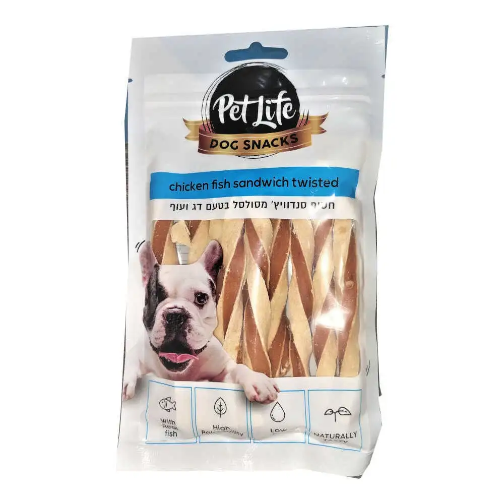 חטיף לכלבים פט לייף דג ועוף משקל : 80 גר‘
