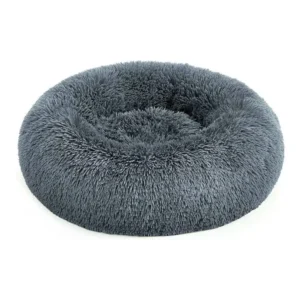 מיטה עגולה לכלב fluffy אפור