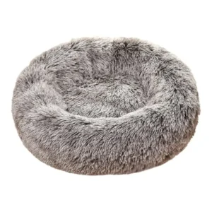 מיטה עגולה fluffy חום ולבן