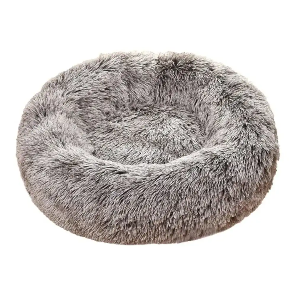 מיטה עגולה fluffy חום ולבן