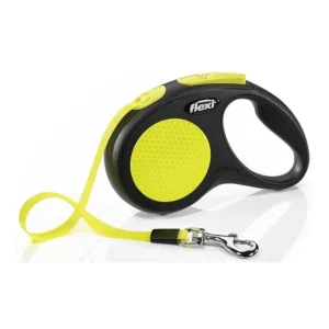 רצועה מתארכת לכלב פלקסי flexi פס ניאון צהוב  5 מ‘