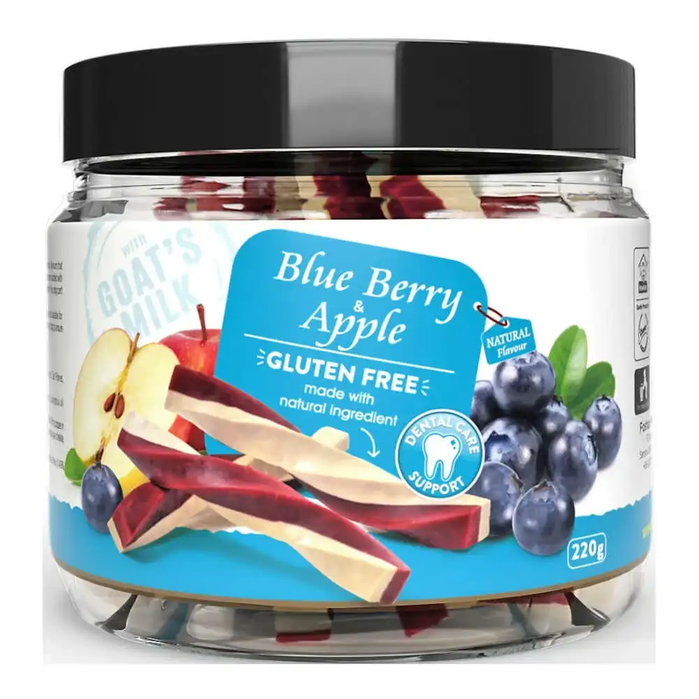 NUTRI TWIST חטיף כלבים ללא דגנים אוכמניות תפוחי עץ וחלב עיזים