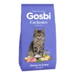 אוכל חתולים גוסבי GOSBI אקסלוסיב בוגר עוף והודו